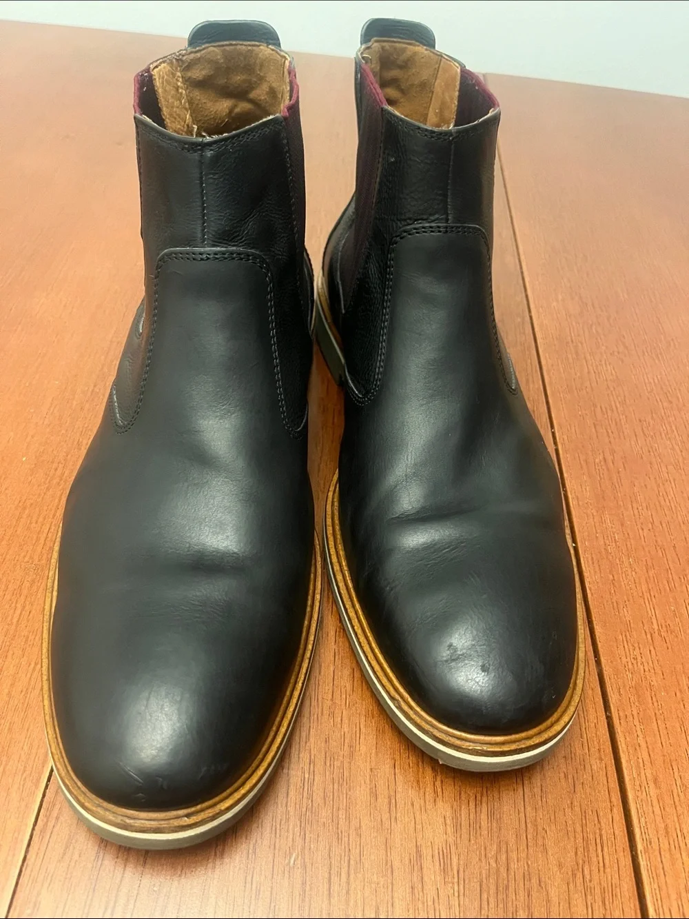 Lloyd Slava-Mid Chelsea Leather Boots - Black with Burgundy Elastic 9F079251